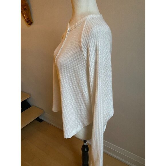 Bp henley long sleeve BNWOT white  top sz medium womens snap button oversize - Picture 3 of 6